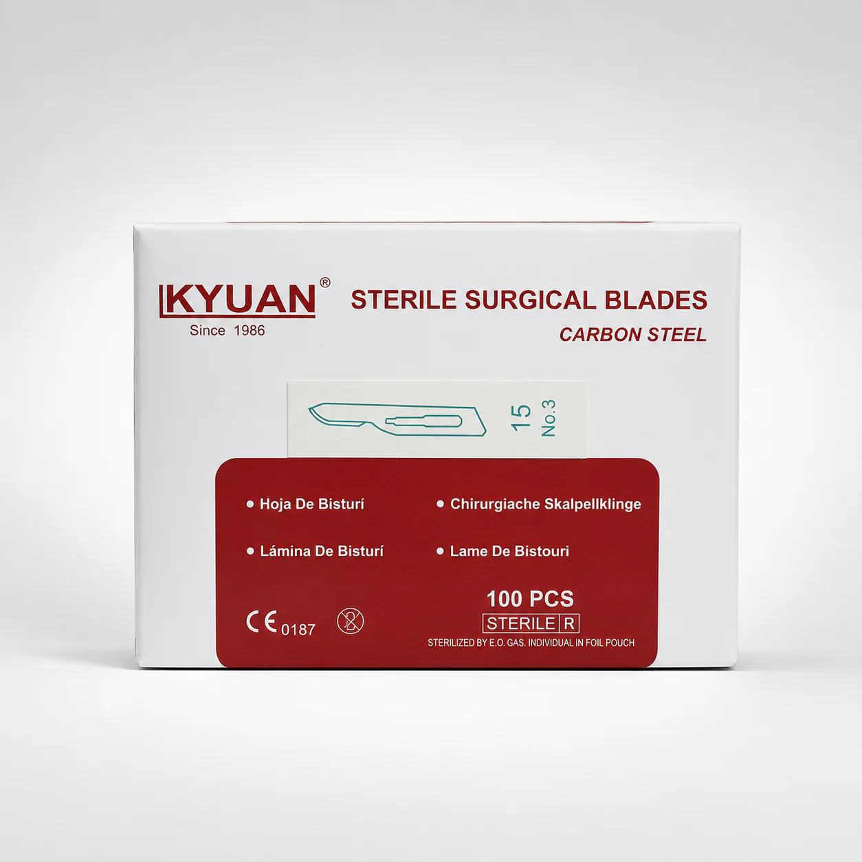 خرید تیغ بیستوری KYUAN شماره 15 استریل | بسته 100 عددی - تصویر 4
