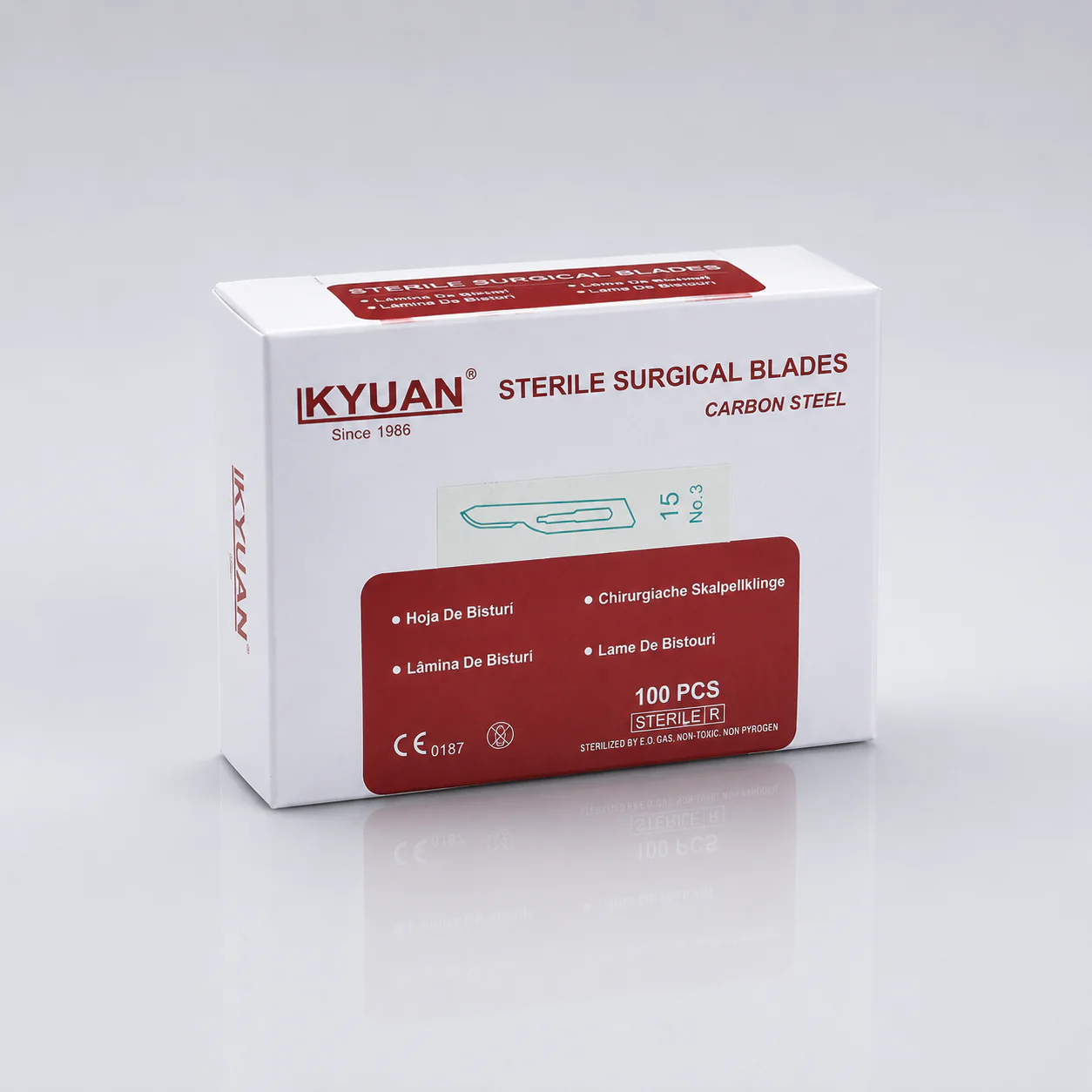 خرید تیغ بیستوری KYUAN شماره 15 استریل | بسته 100 عددی - تصویر 3
