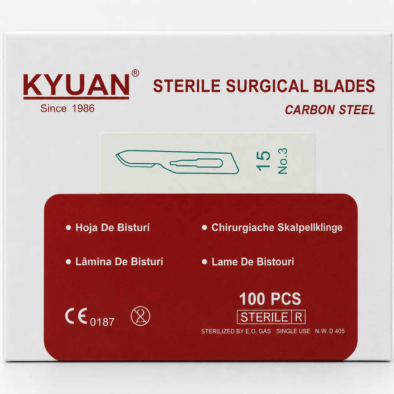 خرید تیغ بیستوری KYUAN شماره 15 استریل | بسته 100 عددی - تصویر 2